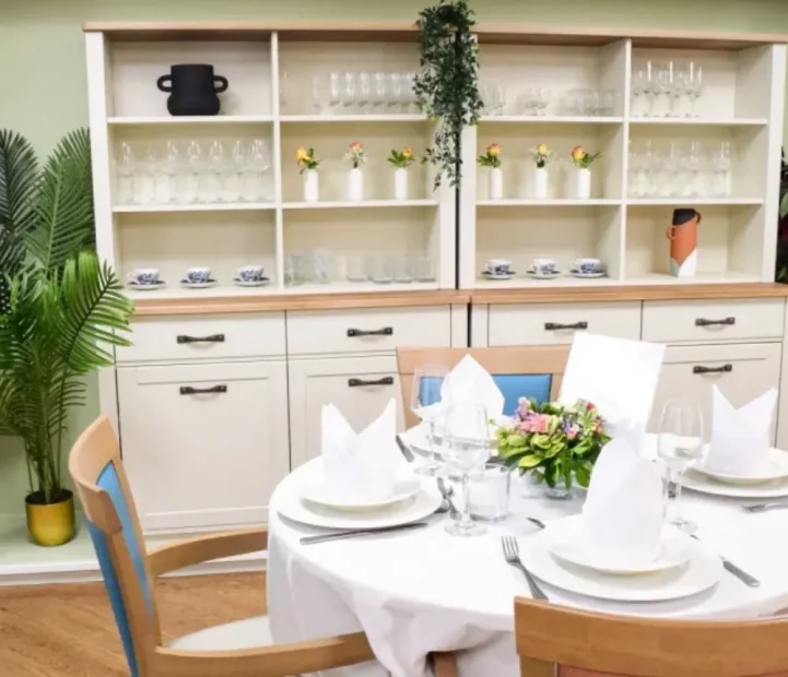 Bright dining room at Albany nursing home in Headington