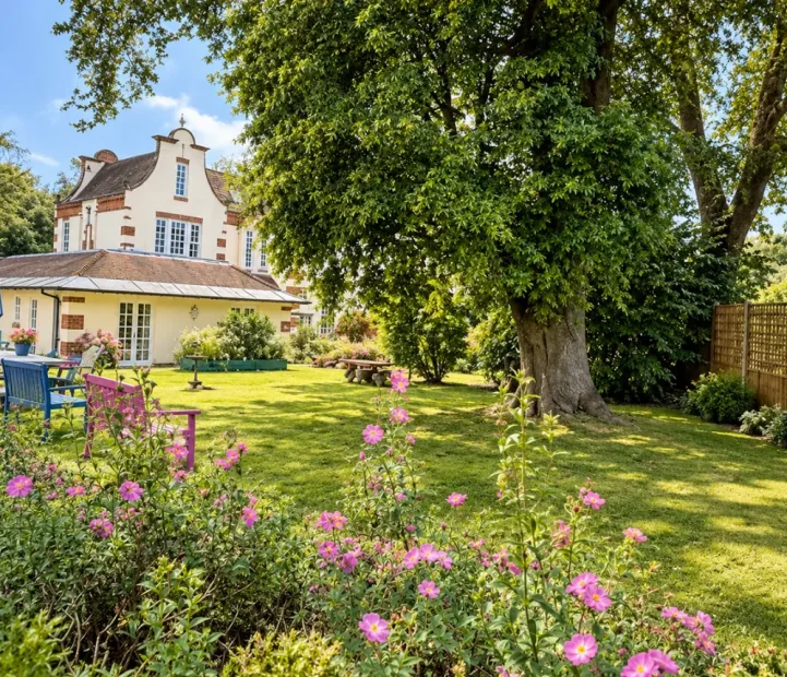 Landscaped gardens at Aldringham Court near Leiston, Suffolk