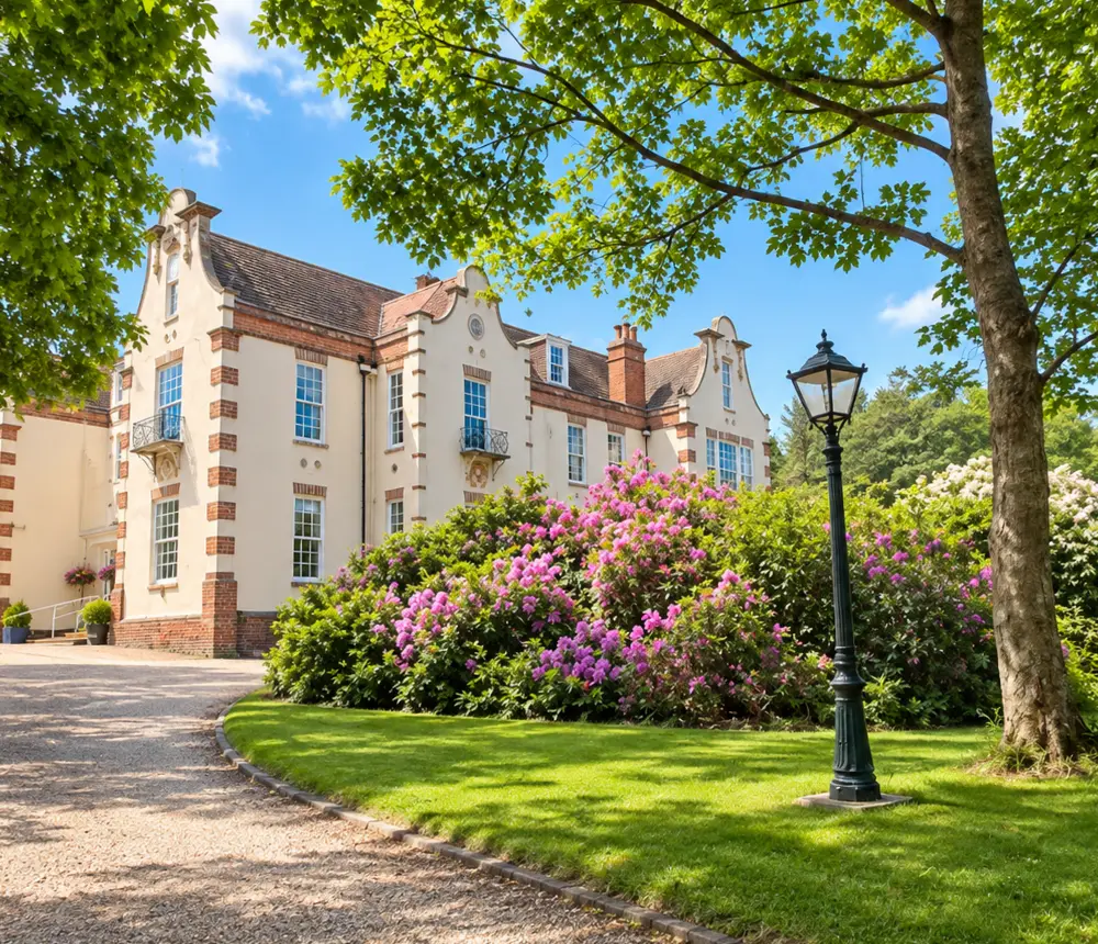 Aldringham Court care home exterior and landscaped gardens