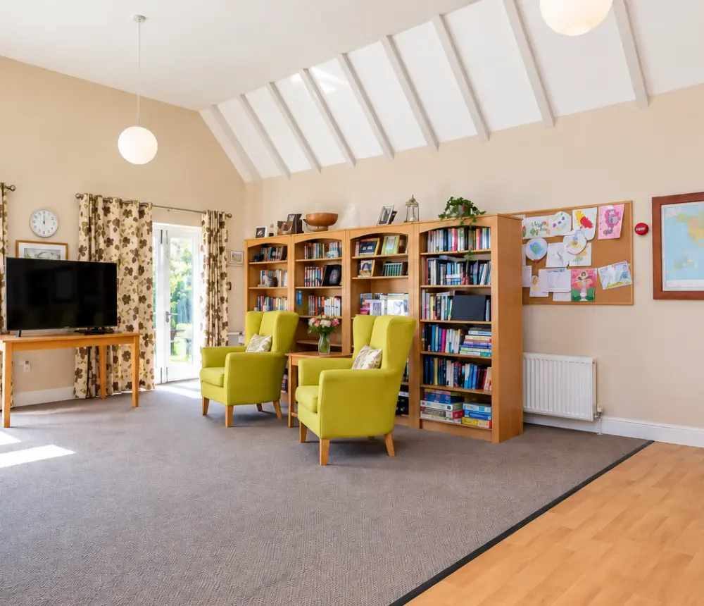 Lounge and library area at Aldringham Court care home