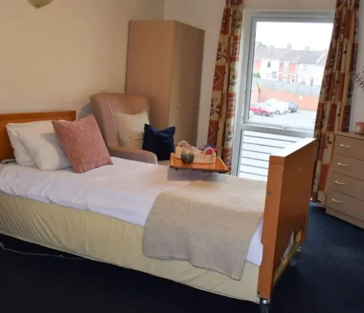 Bright resident bedroom at Avon Lodge nursing home in Bristol