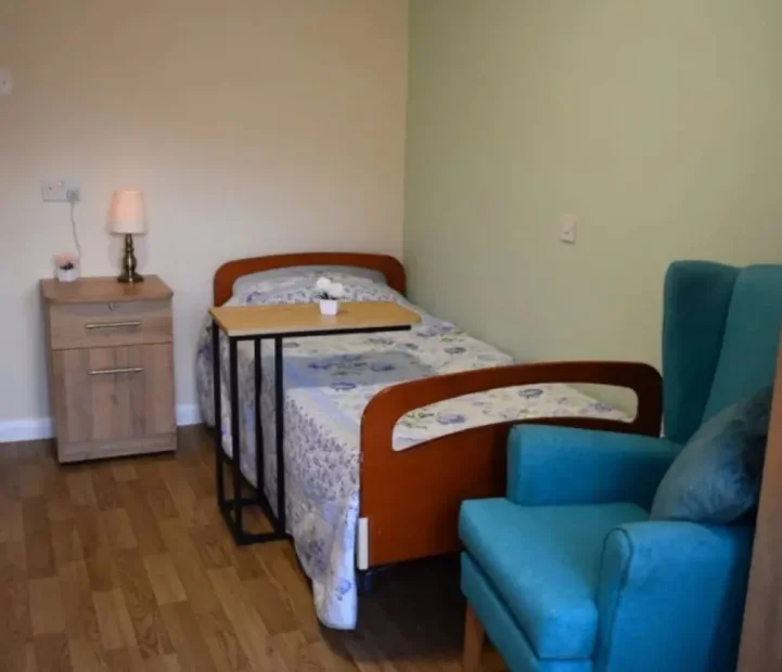 Resident bedroom at Barking Hall nursing home in Barking, Suffolk