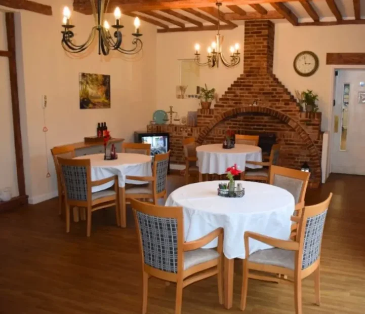 Traditional dining room at Barking Hall nursing home in Suffolk