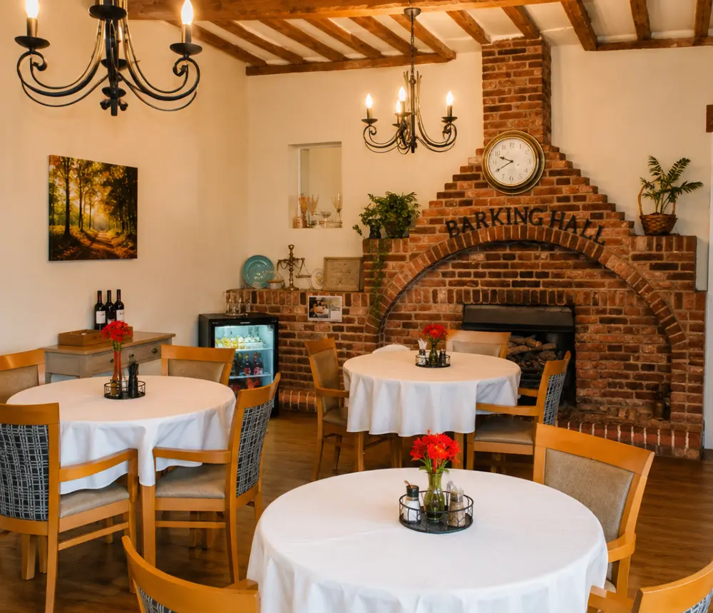 Traditional dining room at Barking Hall Nursing Home in Barking, Suffolk