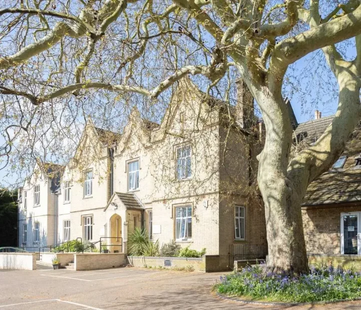 Front entrance of Beaumont Park care home in Fulbourn, Cambridgeshire, offering residential, nursing and dementia care.