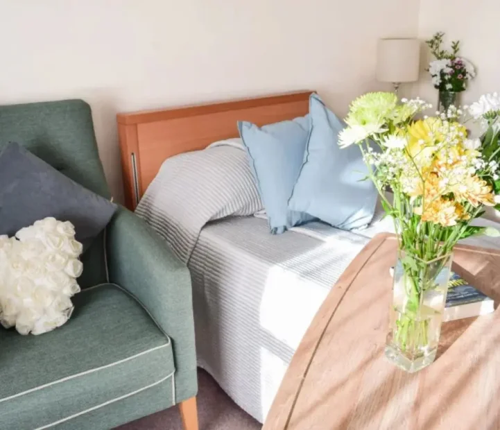 Welcoming resident bedroom at Cedar Court nursing home in Witney