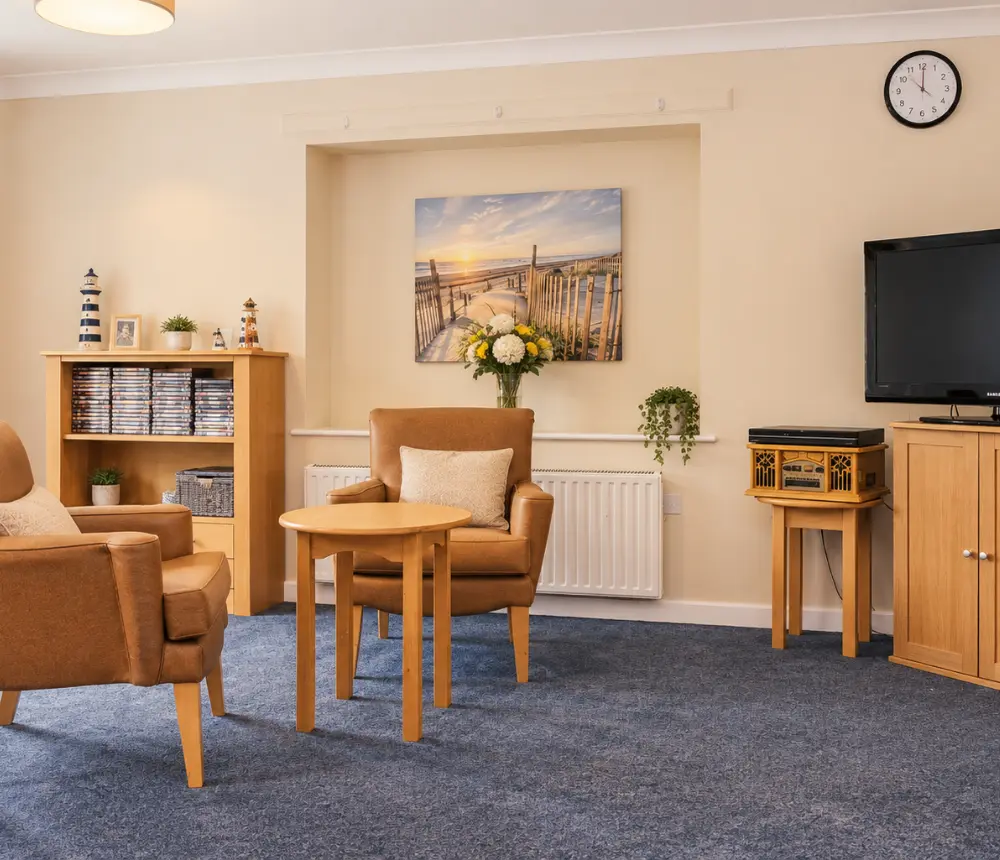 TV lounge at Claremont House nursing home in Caister-on-Sea
