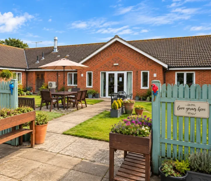 Garden at Claremont House nursing care home in Caister-on-Sea