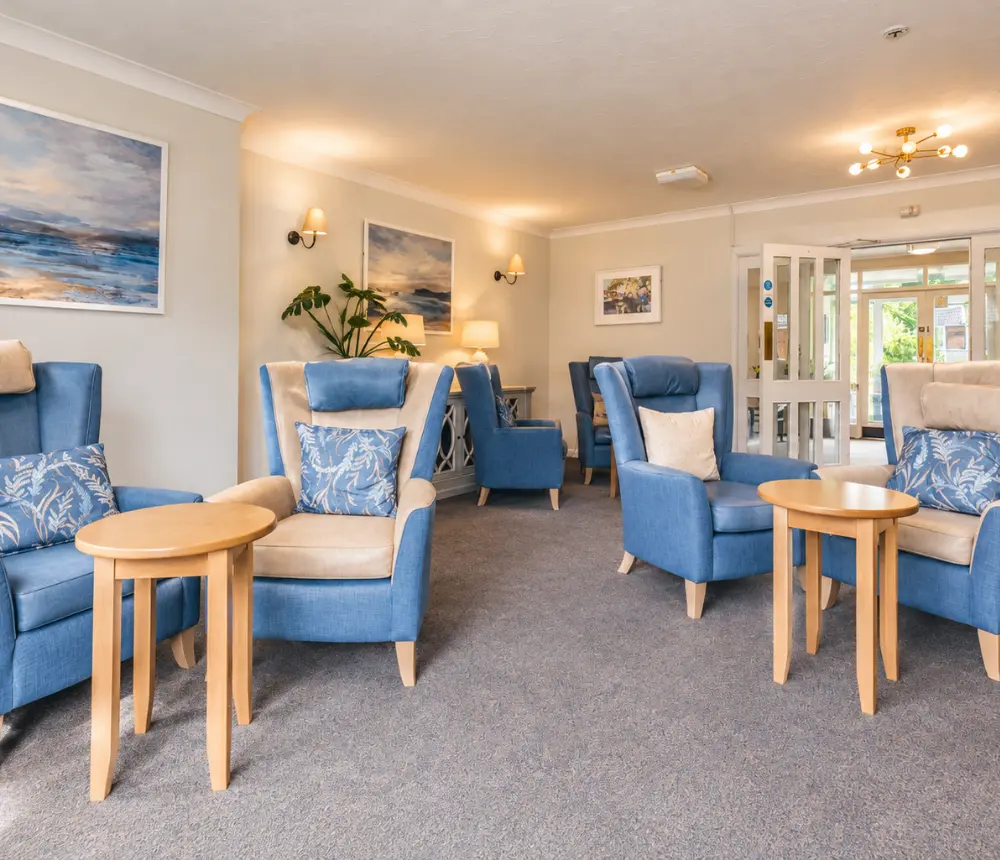 Spacious lounge at Claremont House care home in Caister-on-Sea