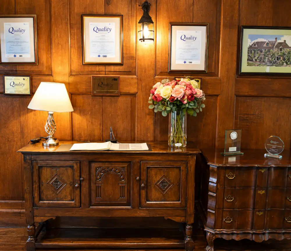 Entrance hall at The Malthouse care home in Gillingham