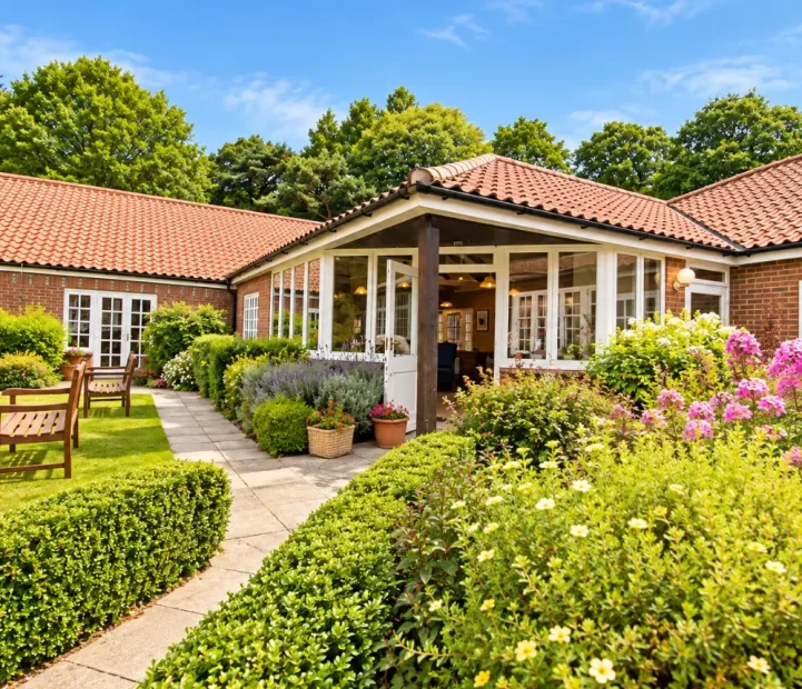 Landscaped courtyard garden at The Manor House care home