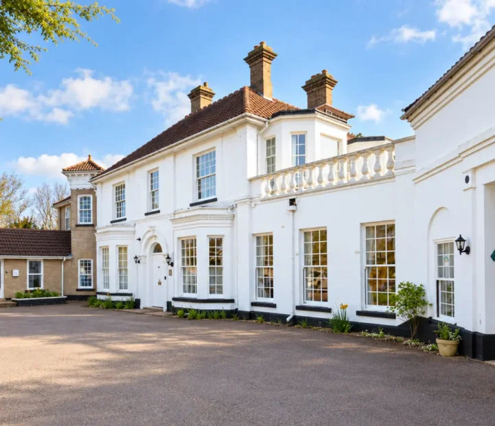 Front exterior of The White House residential and dementia care home in Beccles, Suffolk.