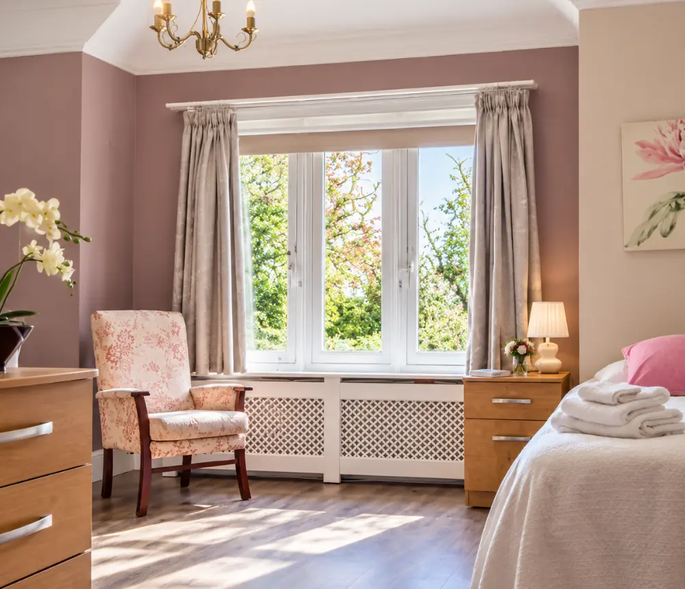 Comfortable bedroom at Oaklands House care home