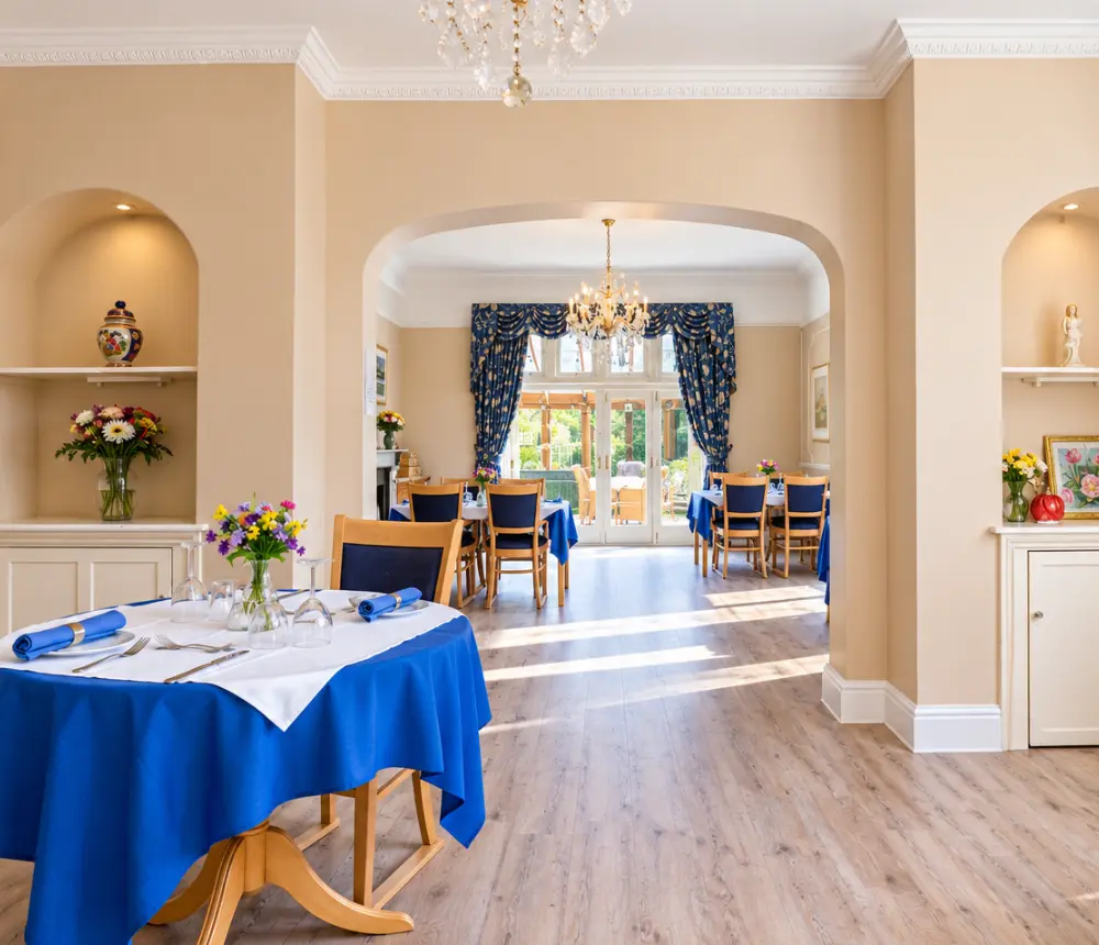 Bright dining room at Oaklands House care home