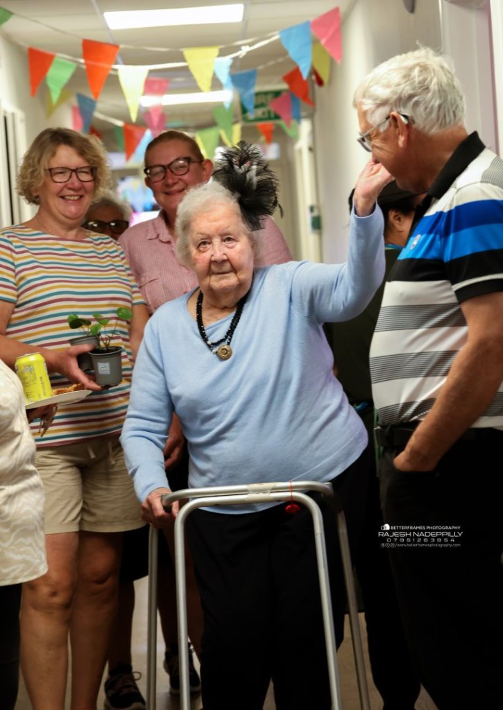 A resident at Ladymead Care Home in Wroughton, Swindon enjoys the 30th anniversary summer fete, taking part in activities and celebrating with the community.