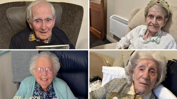 Four centenarians at North Walsham care home celebrating their 100th birthdays together at The Manor House