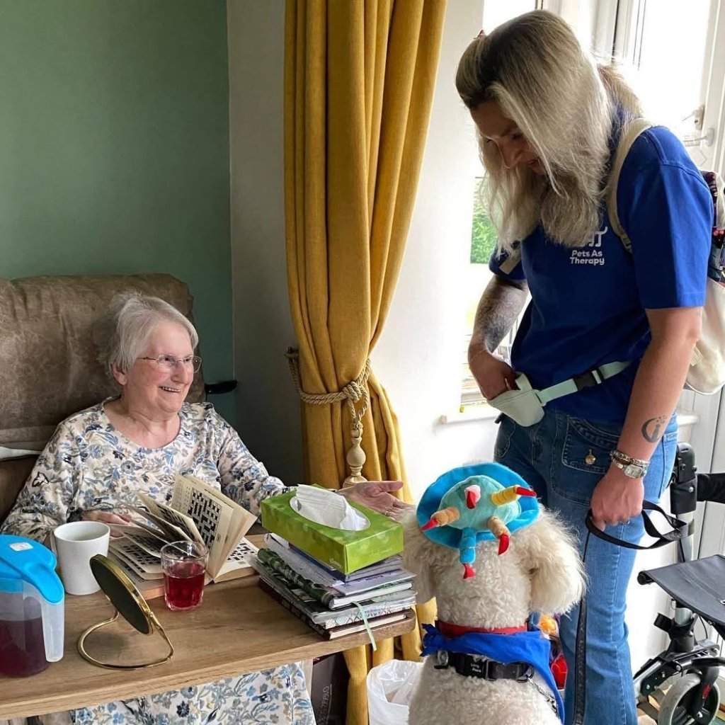 Larry the dog during his visit at Walcot Hall with residents