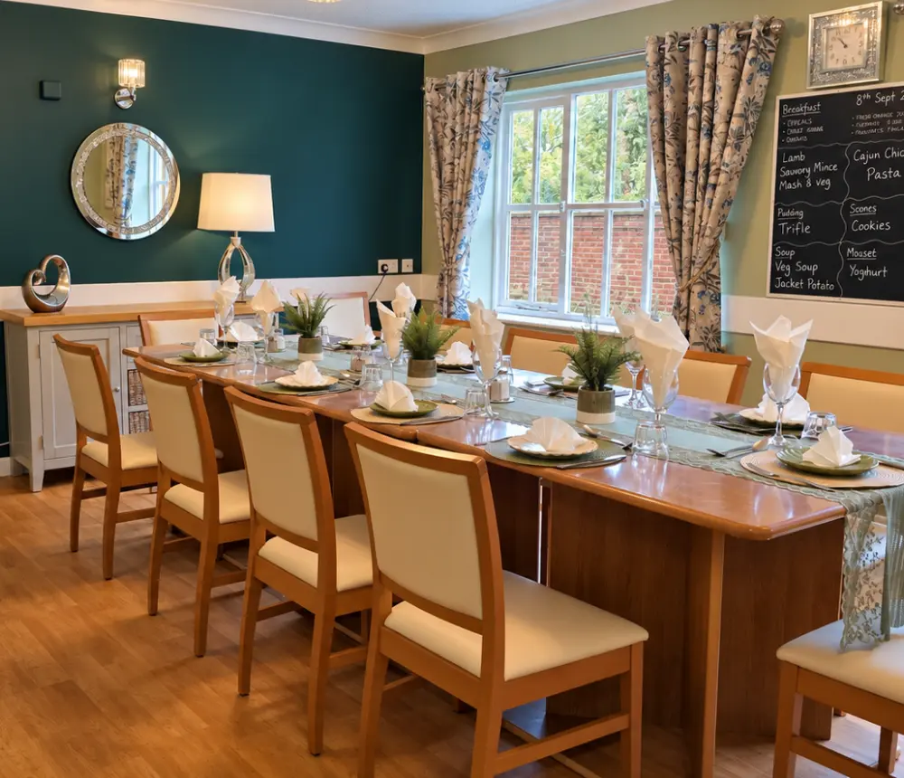 Dining room at Ladymead care home in Swindon