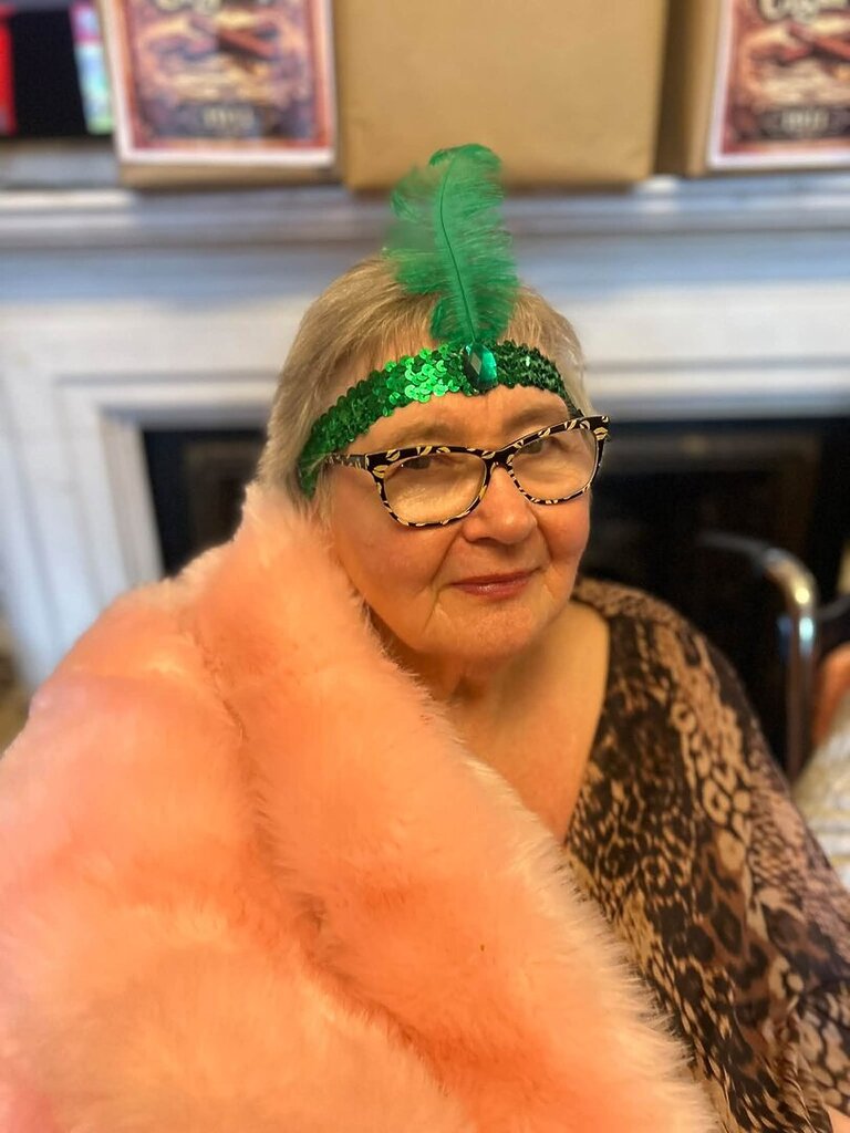 Residents at Uvedale Hall enjoying a 1920s birthday party